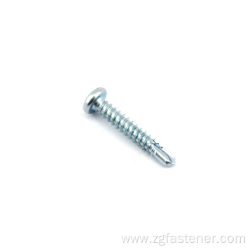 Cross pan head drilling screw with collar